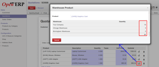 OpenERP product quantity in sales