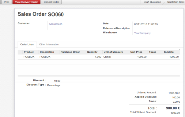 Sale Order with Invoice after Delivery Order