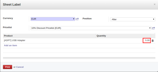 Odoo Product Form