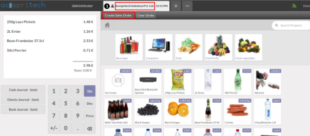 Odoo Point of Sale Screen