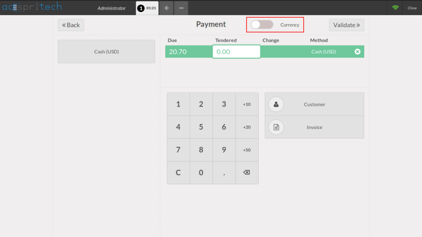Odoo Multi currency button